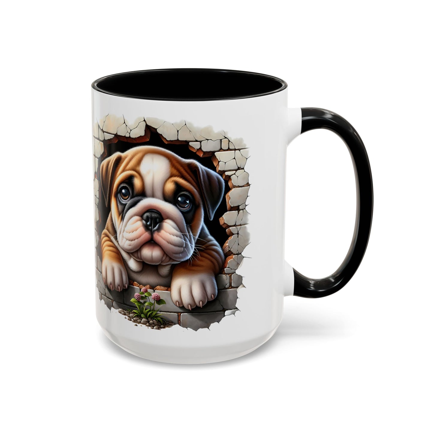 🎀🐶 English Bulldog Puppy Accent Mug – Cute Peek-Through Dog Design for Animal Lovers ☕💖