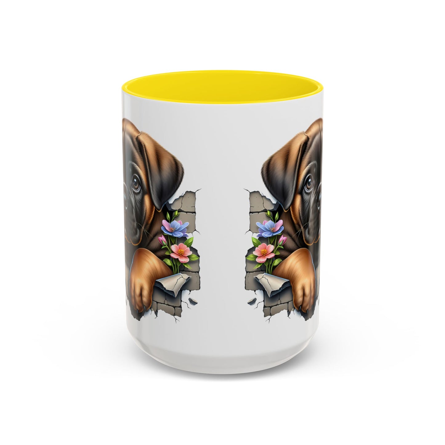 🧡 Boxer Puppy Accent Mug – Adorable Peek-Through Cup for Dog Lovers