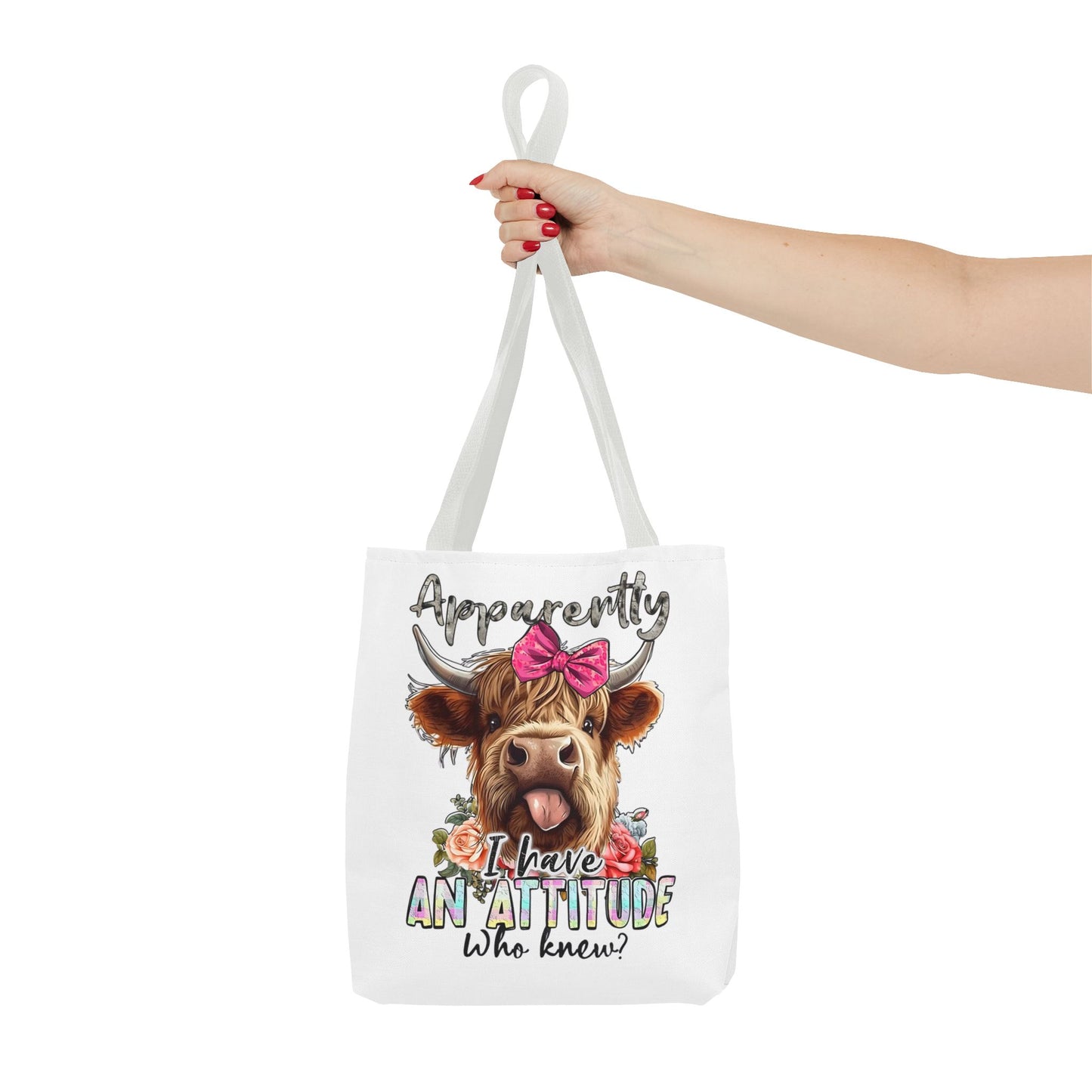 🐄 Al parecer, tengo actitud: bolso tote Sassy Cow con lazo rosa 🌸