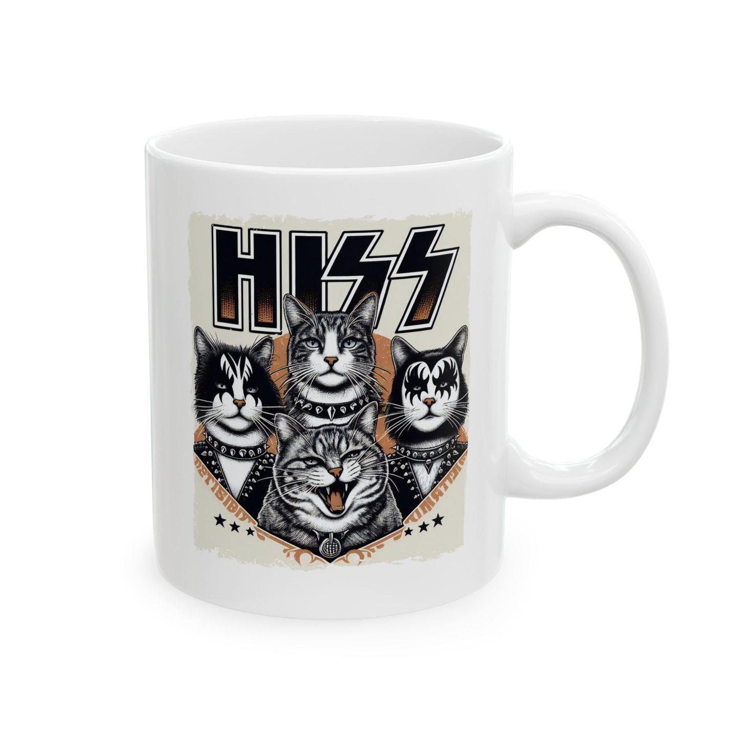 🎸🐾 "HISS" Rock Band Cat Mug – Purrfectly Loud, Proud & Hilarious 🐾🎸