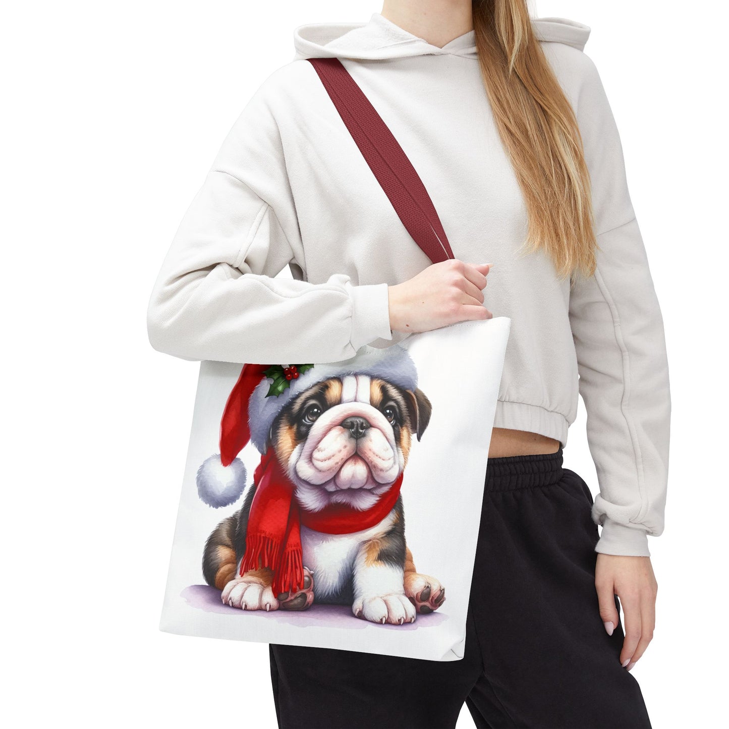 🎅 Bulldog Christmas Tote Bag – Cozy Holiday Style for Dog Lovers 🐾