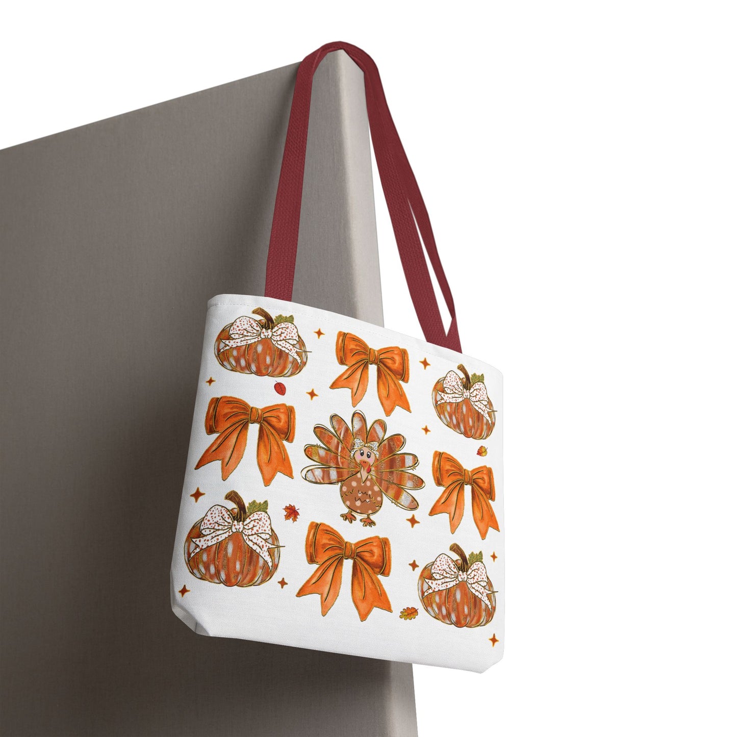 🎀 Girly Bows & Turkey Tote Bag – Cute & Cozy Thanksgiving Style 🦃🧡