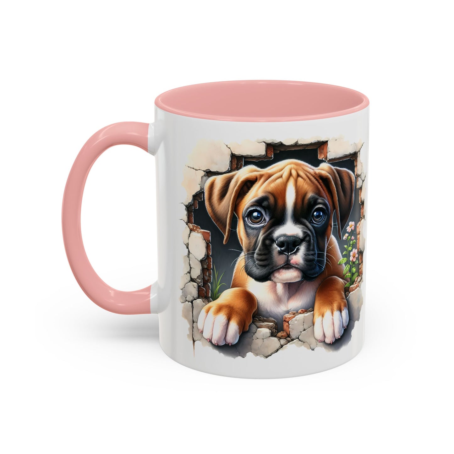 🐶☕ Boxer Puppy Peek Accent Mug – Adorable Dog Lover Gift ✨💛