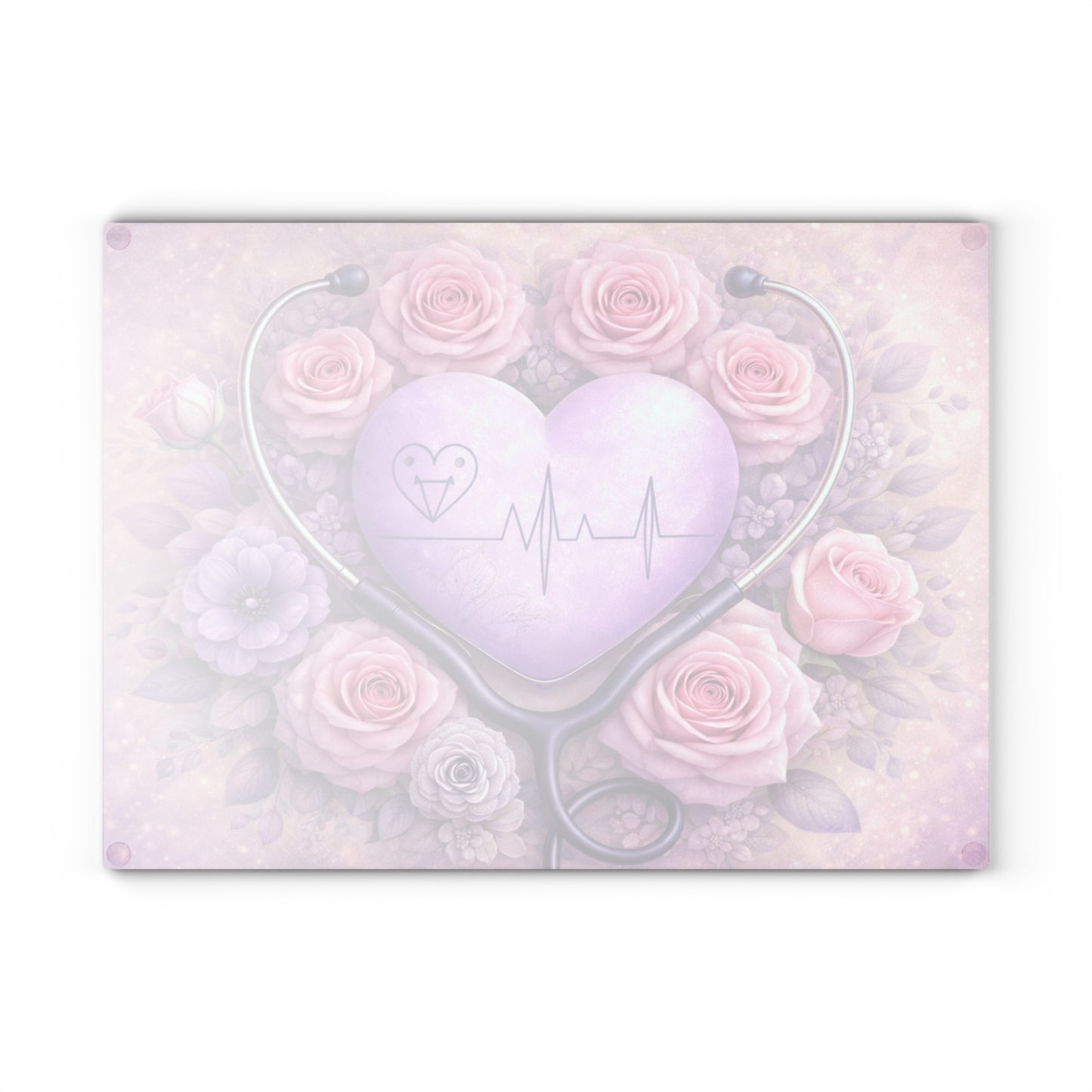 Nurse Heartbeat Floral Glass Cutting Board – Medical Appreciation Kitchen Art