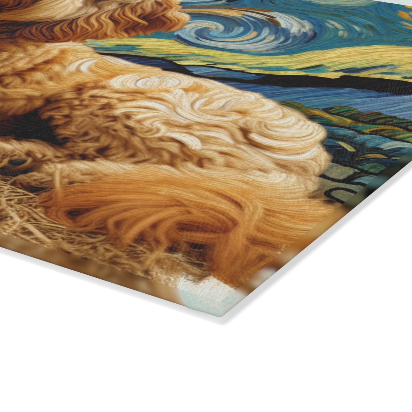 🌙 Golden Doodle Starry Night Cutting Board – Swirls of Charm & Canine Cuteness 🐾