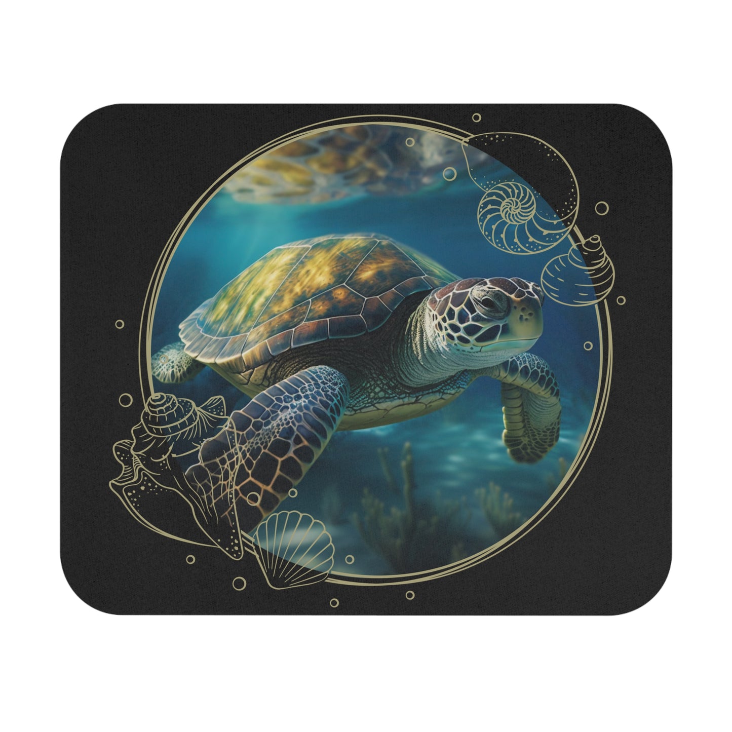 🖱️🐢 Sea Turtle Porthole Mouse Pad – Nautical Ocean-View Desk Art