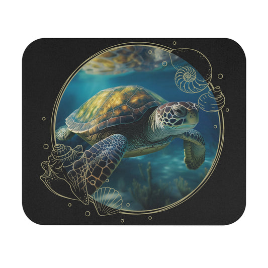 🖱️🐢 Sea Turtle Porthole Mouse Pad – Nautical Ocean-View Desk Art
