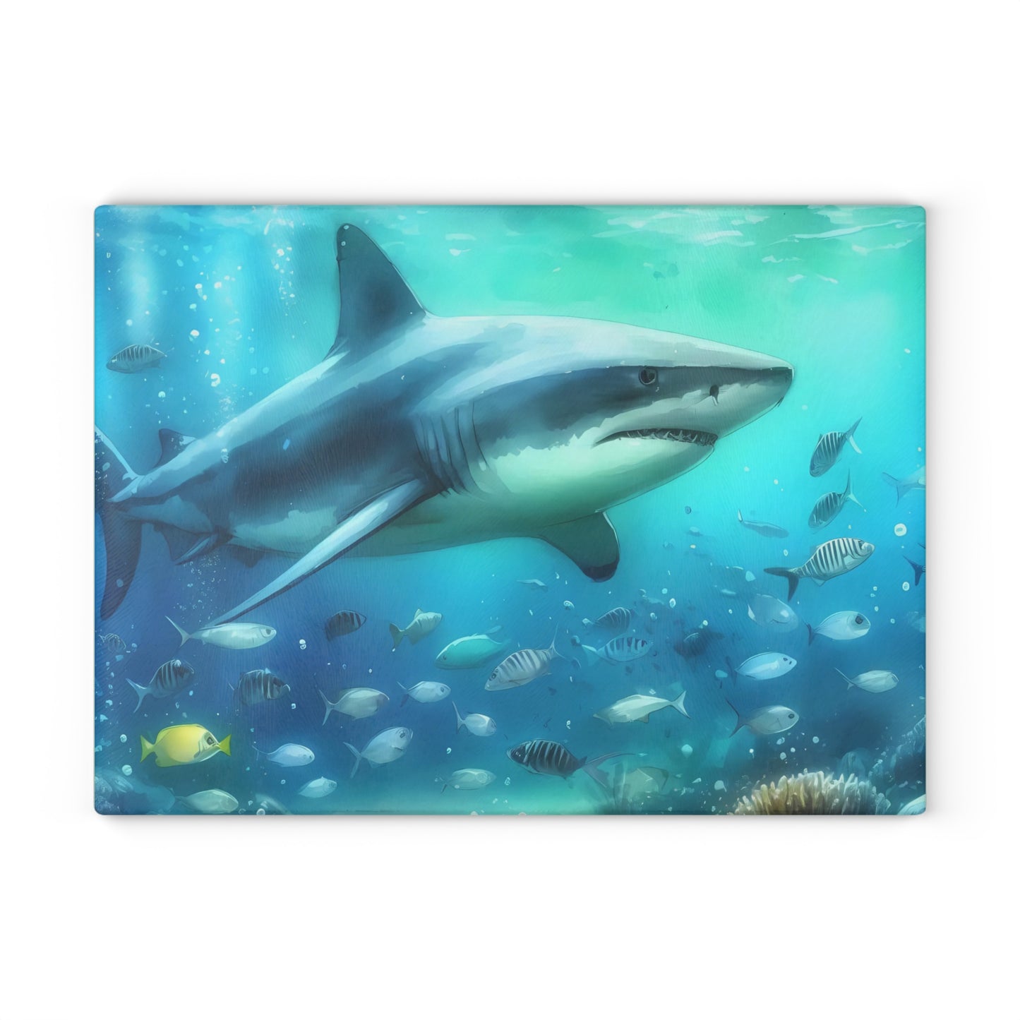 Shark kitchen decor, ocean theme cutting board, shark gift idea, shark lover gift, shark-themed gift, unique cutting board