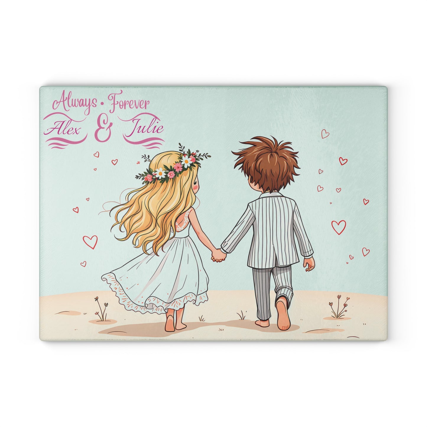 Personalized Wedding Couple Cutting Board – Custom Love Keepsake with “Always & Forever” Charm