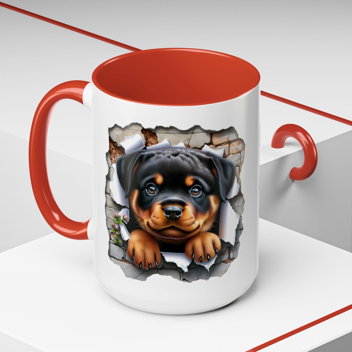 🐾☕ Rottweiler Puppy Accent Mug – Sweet Breakthrough Pup Design ✨