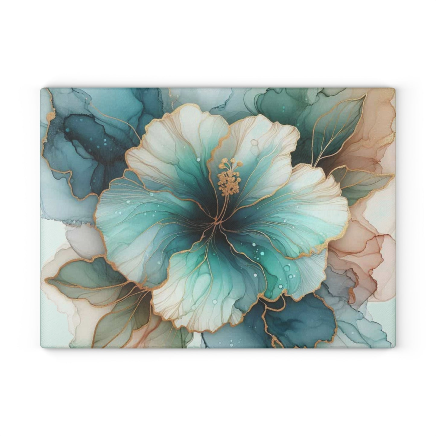 🌸✨ Teal Bloom Elegance Cutting Board – Watercolor Floral Kitchen Art ✨🌸