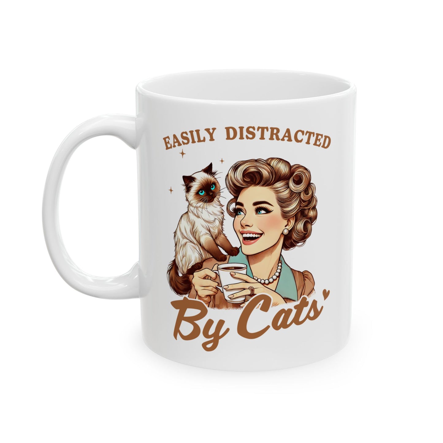 🐱 Easily Distracted By Cats Mug – Purrfectly Charming for Cat Lovers ☕