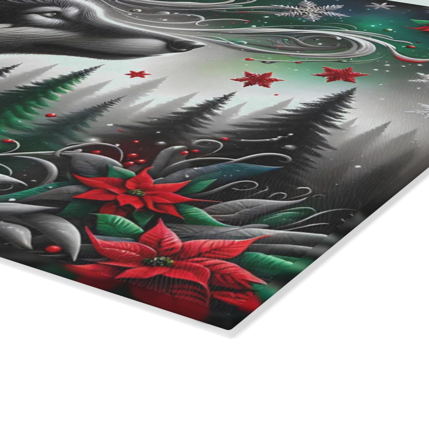 🐺❄️ “Moonlit Winter Wolf” Glass Cutting Board – Bold, Modern Wild Beauty for Your Kitchen