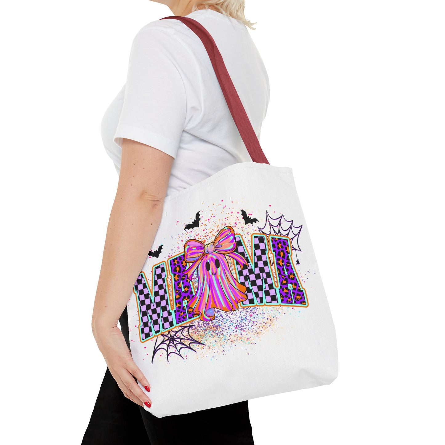 🎃 Colorful Mama Ghost Halloween Tote Bag – Spooky Fun with a Pop of Color 👻👜