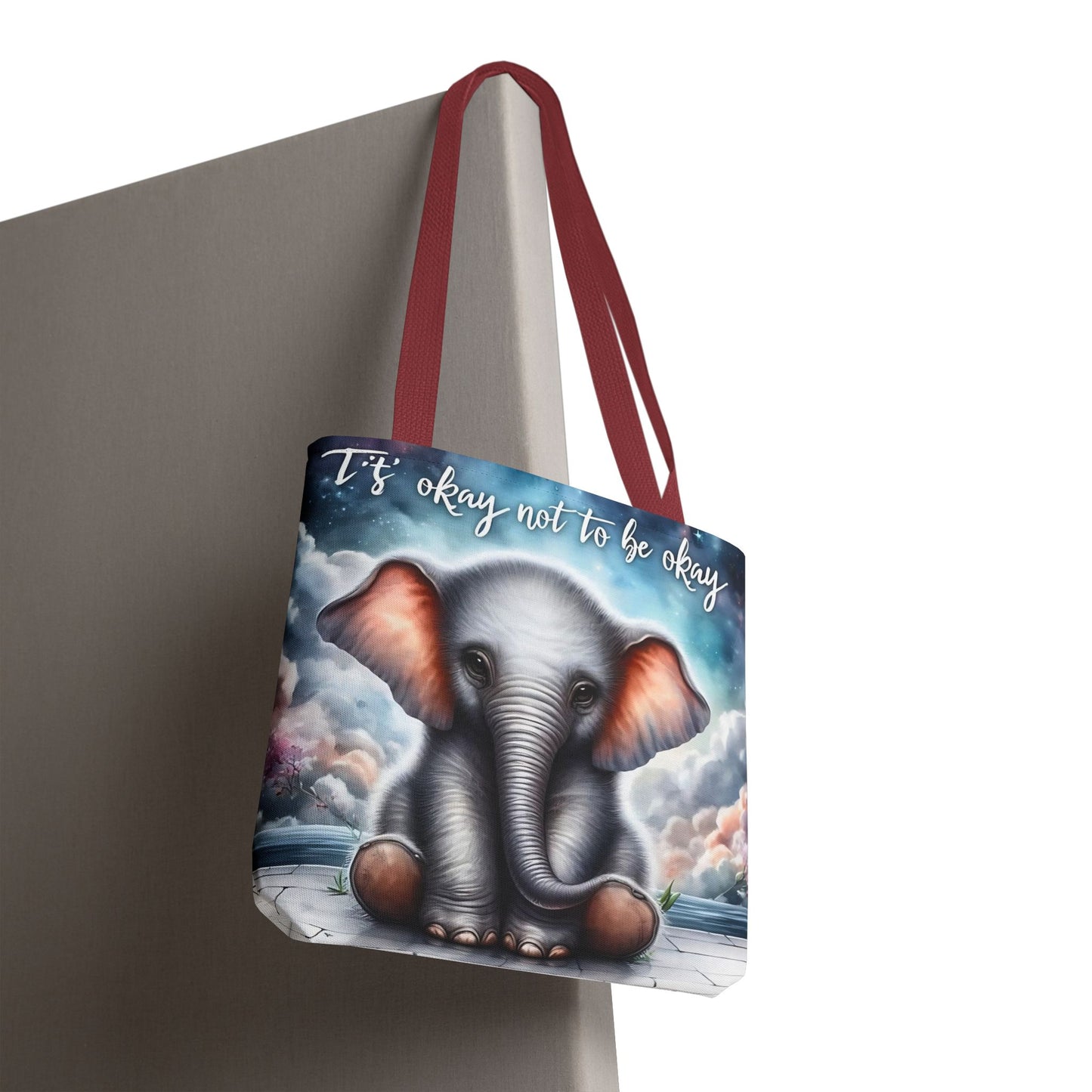 Bolsa de mano con elefante “Está bien no estar bien”: un suave recordatorio con un diseño delicado y caprichoso.