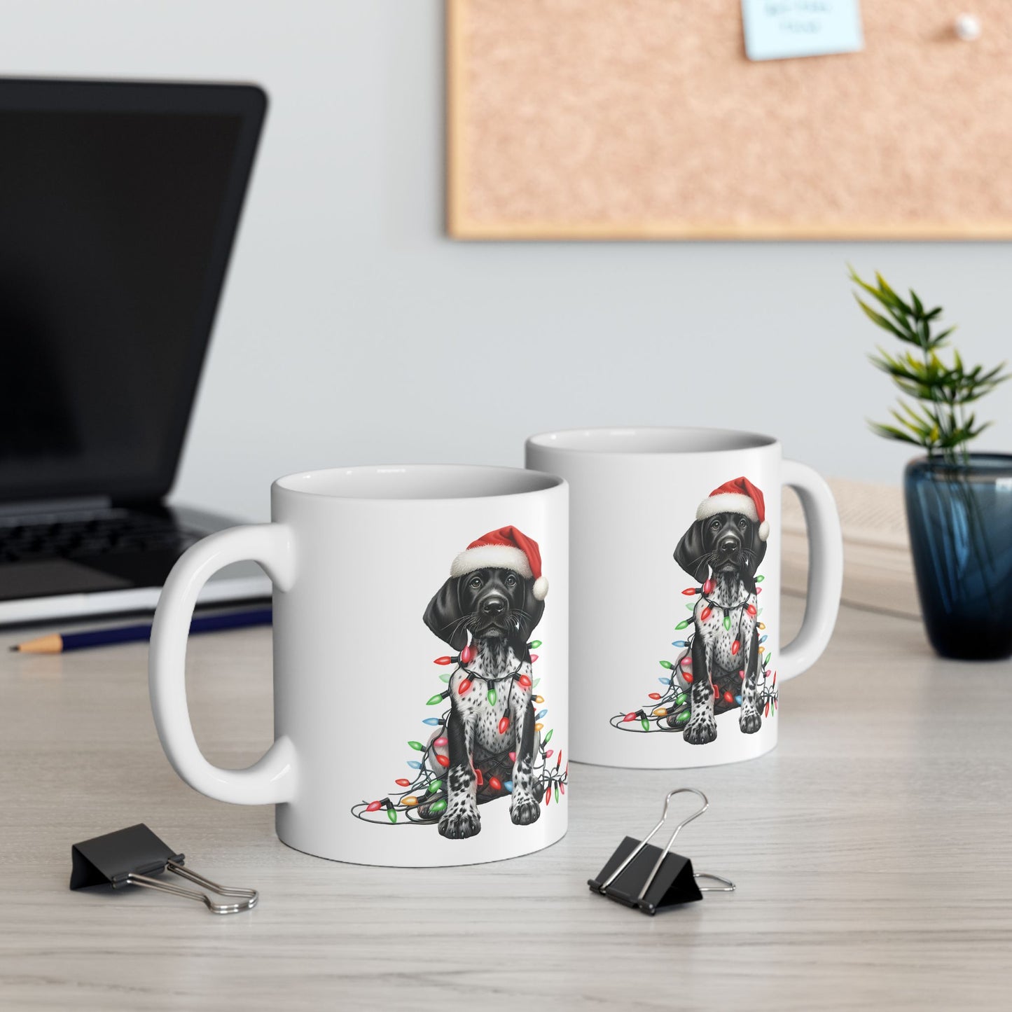 🎄 German Shorthair Pointer Christmas Mug – Holiday Cheer with a Santa Pup Twist ☕️