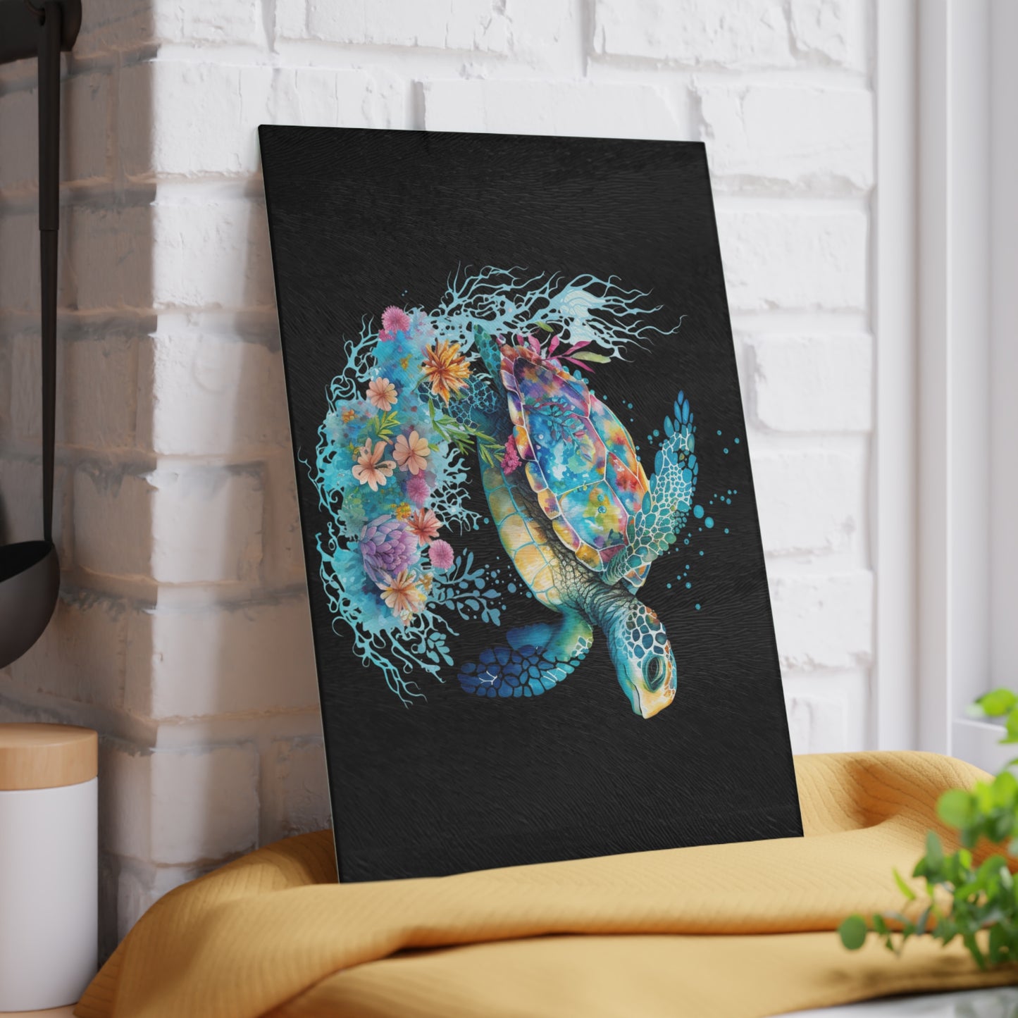 Sea Turtle Glass Cutting Board | Coastal Ocean Vibes Kitchen Decor