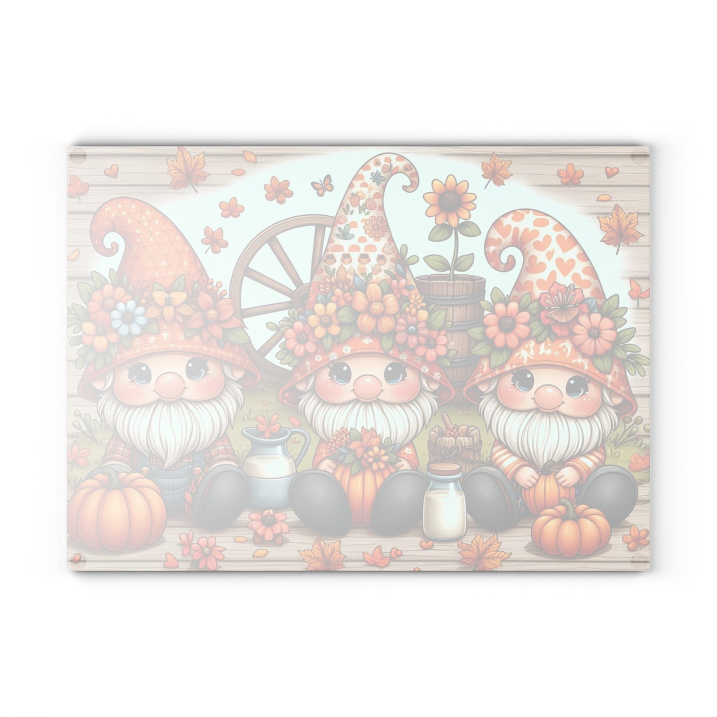 🍂 Autumn Gnome Trio Cutting Board – Whimsical Harvest Charm for Your Kitchen