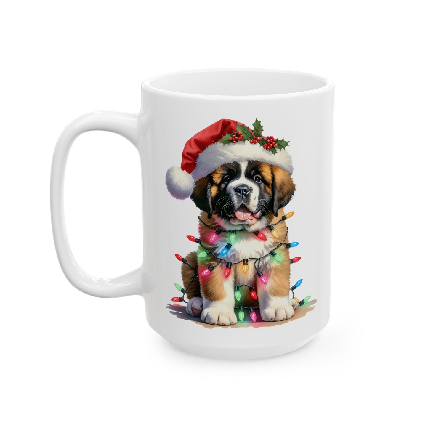 🎄 Saint Bernard Christmas Lights Mug – Festive Cheer with a Fluffy Twist 🐶