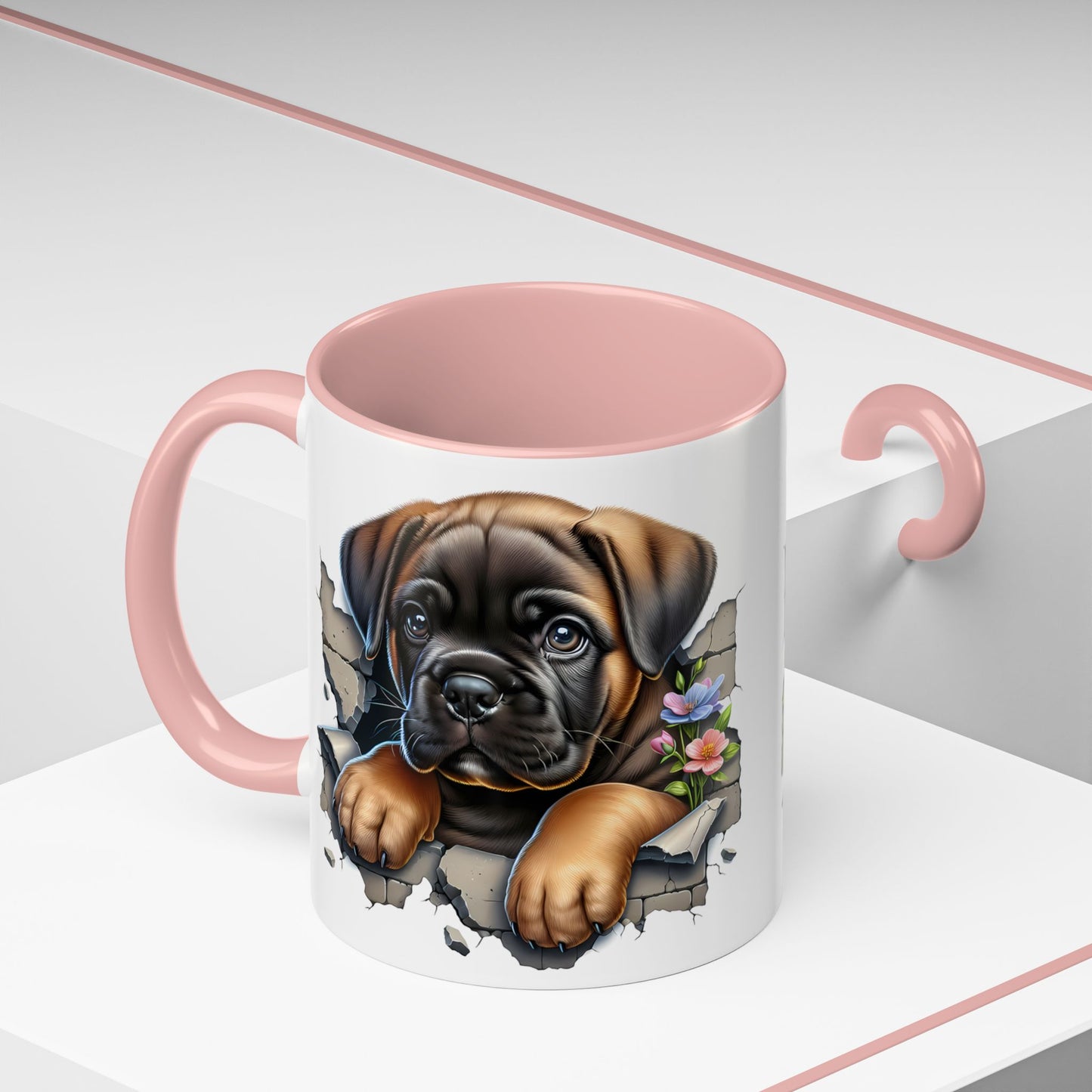 🧡 Boxer Puppy Accent Mug – Adorable Peek-Through Cup for Dog Lovers
