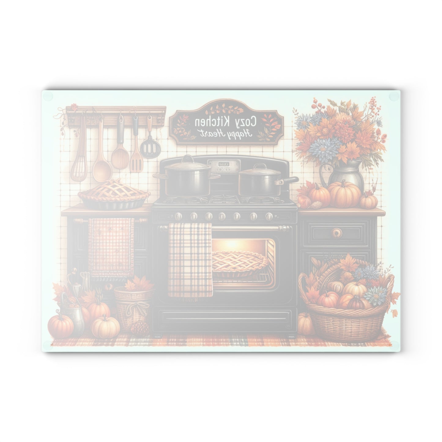 Cozy Autumn Kitchen Cutting Board – Warm Fall Baking & Harvest Décor
