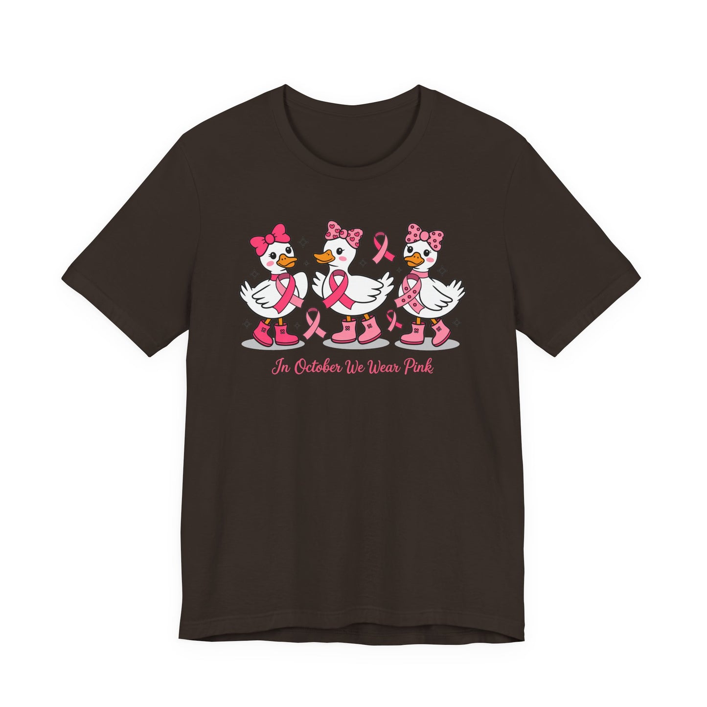 🎀🦆 In October We Wear Pink Duck T-Shirt – Cute Breast Cancer Awareness Tee 💖✨
