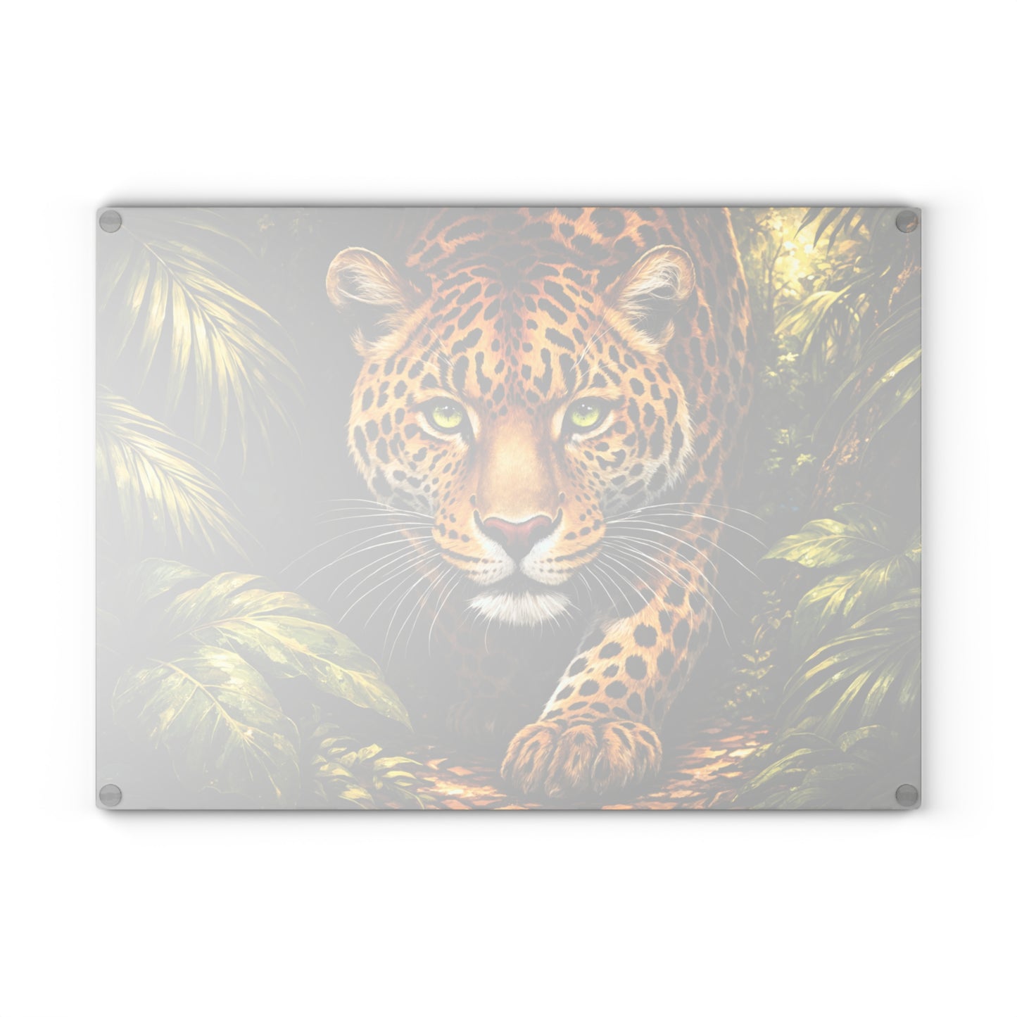Leopard Jungle Glass Cutting Board – Majestic Wildlife Nature Artwork