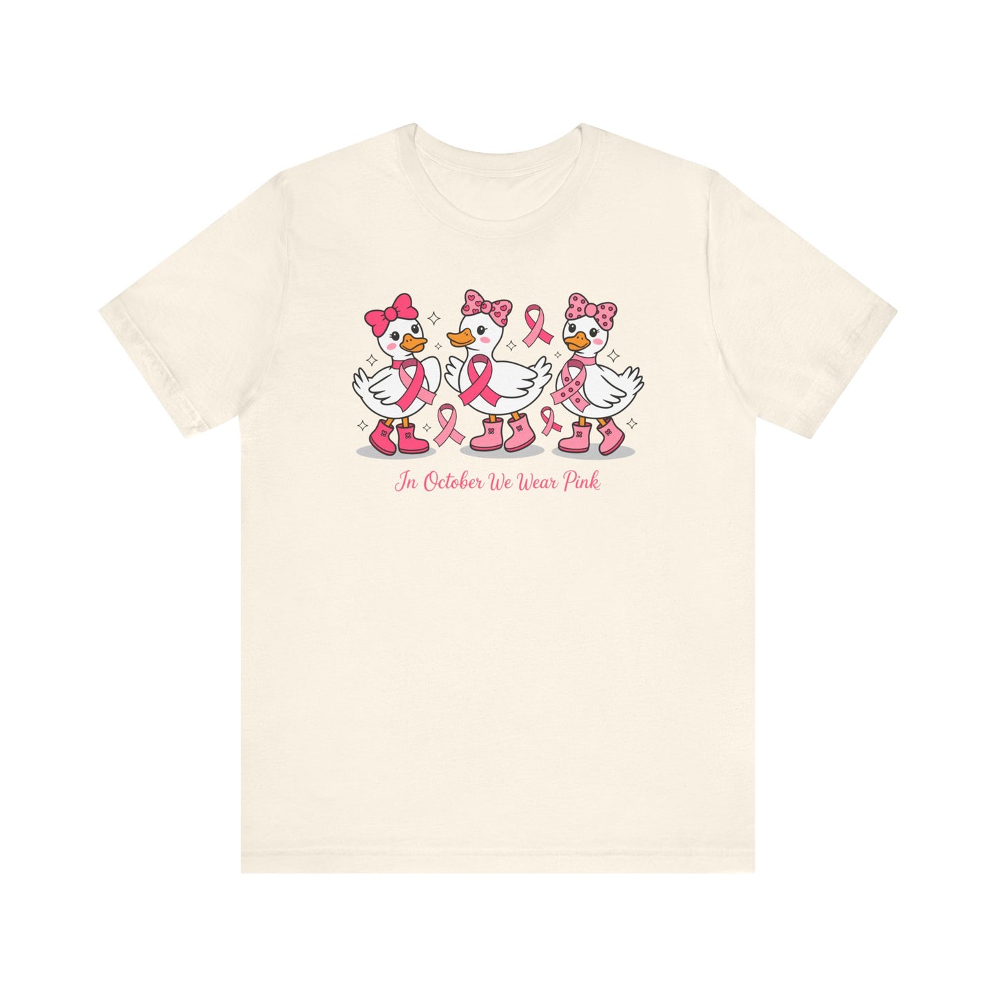 🎀🦆 In October We Wear Pink Duck T-Shirt – Cute Breast Cancer Awareness Tee 💖✨
