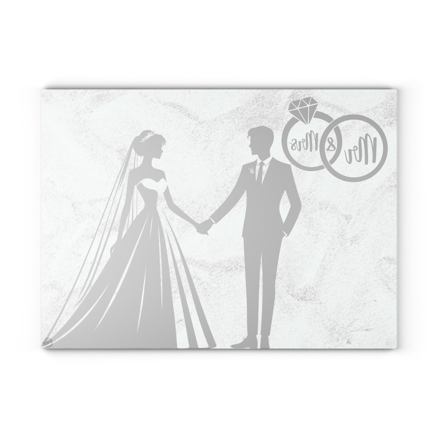 Tabla de cortar con silueta de boda para el Sr. y la Sra.: un elegante recuerdo para los recién casados
