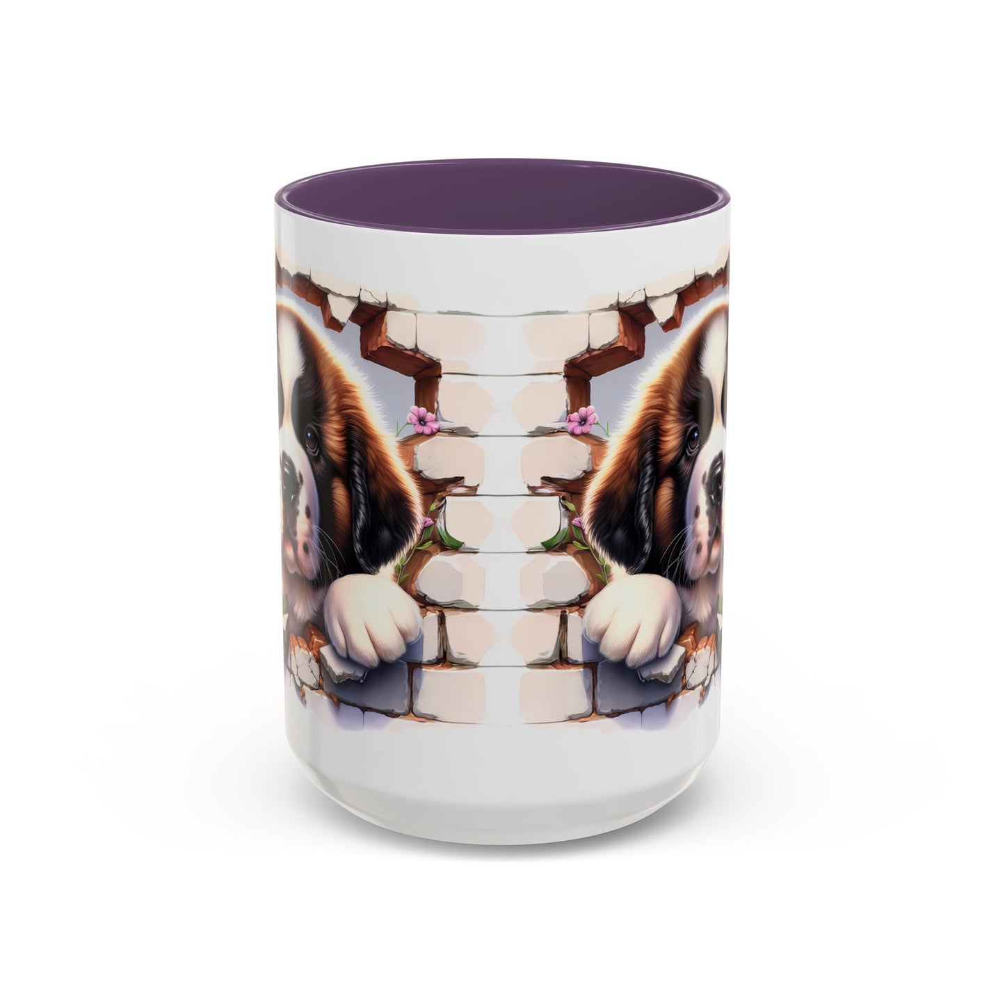 🐾☕ St. Bernard Puppy Peek Accent Mug – Gentle Giant Pup Lover Gift ✨❤️