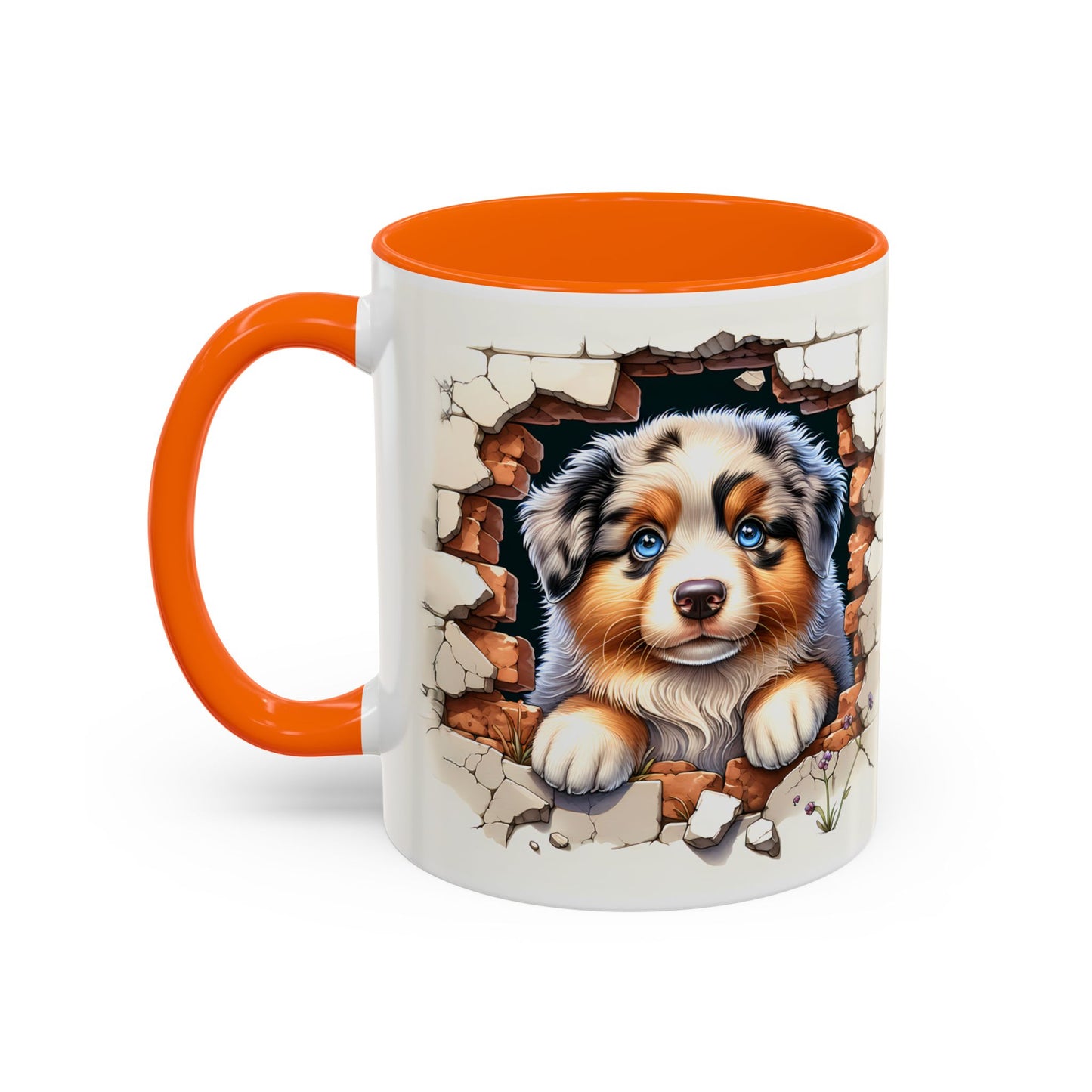 🐾☕ Australian Shepherd Puppy Peek Accent Mug – Blue-Eyed Beauty Dog Lover Gift ✨💙