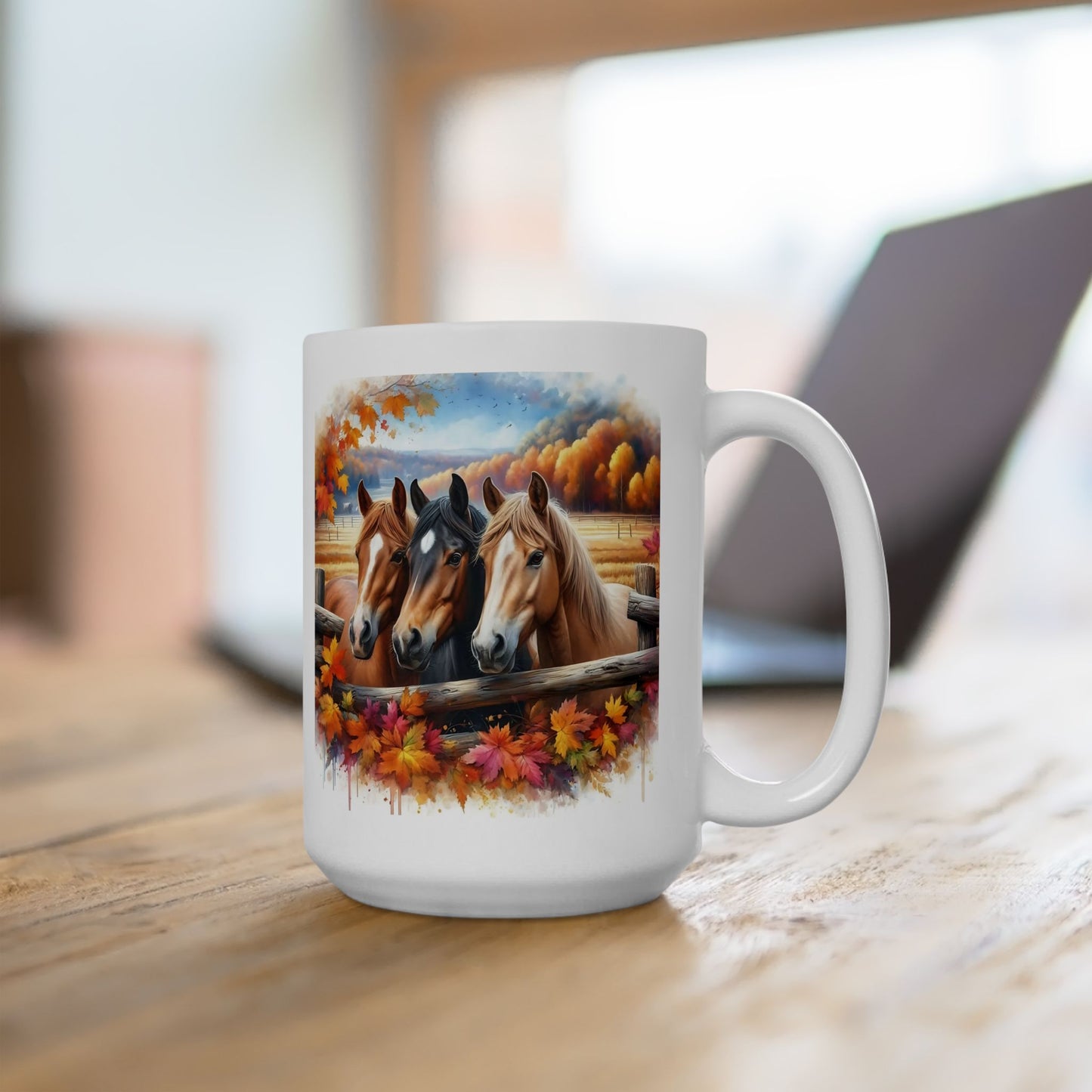 🐴🍂 Autumn Horses Mug – Fall Farm Coffee Cup with Rustic Charm ☕🍁