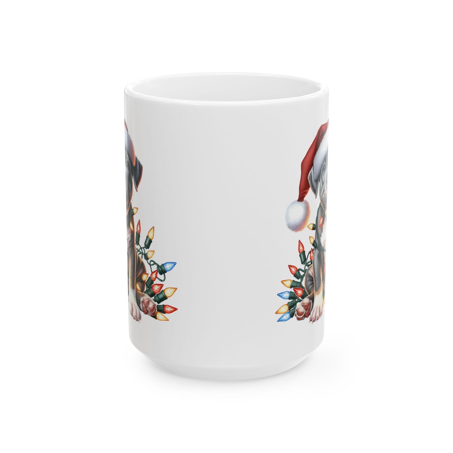 🎄 Pitbull Christmas Lights Mug – Holiday Cheer for Dog Lovers 🐾