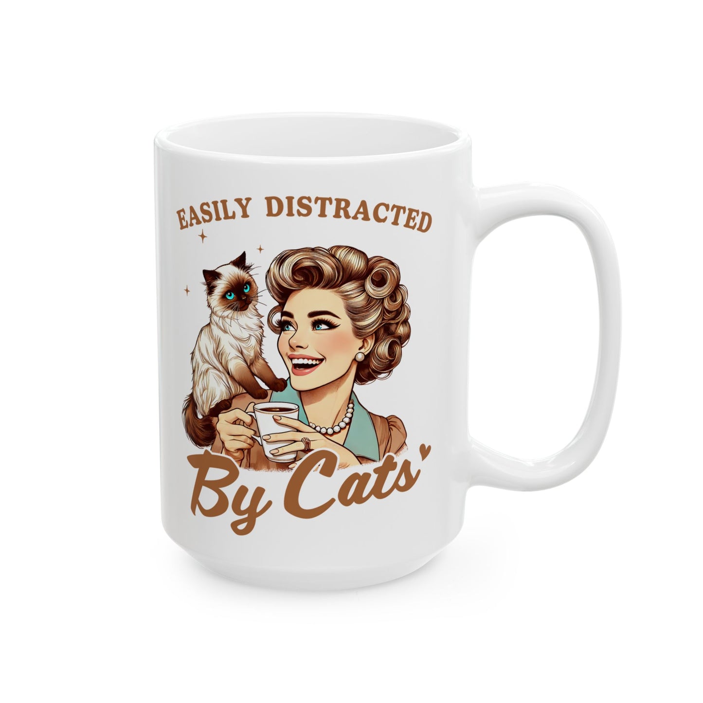 🐱 Easily Distracted By Cats Mug – Purrfectly Charming for Cat Lovers ☕