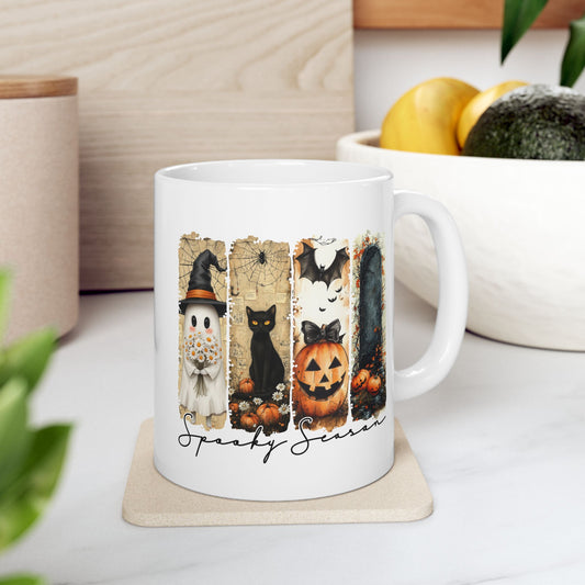 🎃 Spooky Season Halloween Mug – Vintage Charm with a Whimsical Haunt 👻