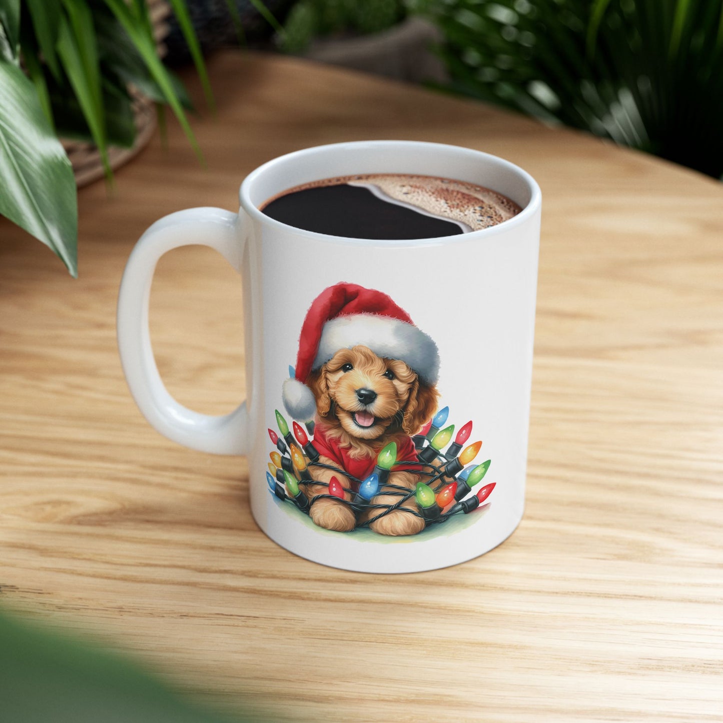 🎄 Doodle Christmas Lights Mug – Holiday Cheer with a Fluffy Twist! ☕🐶