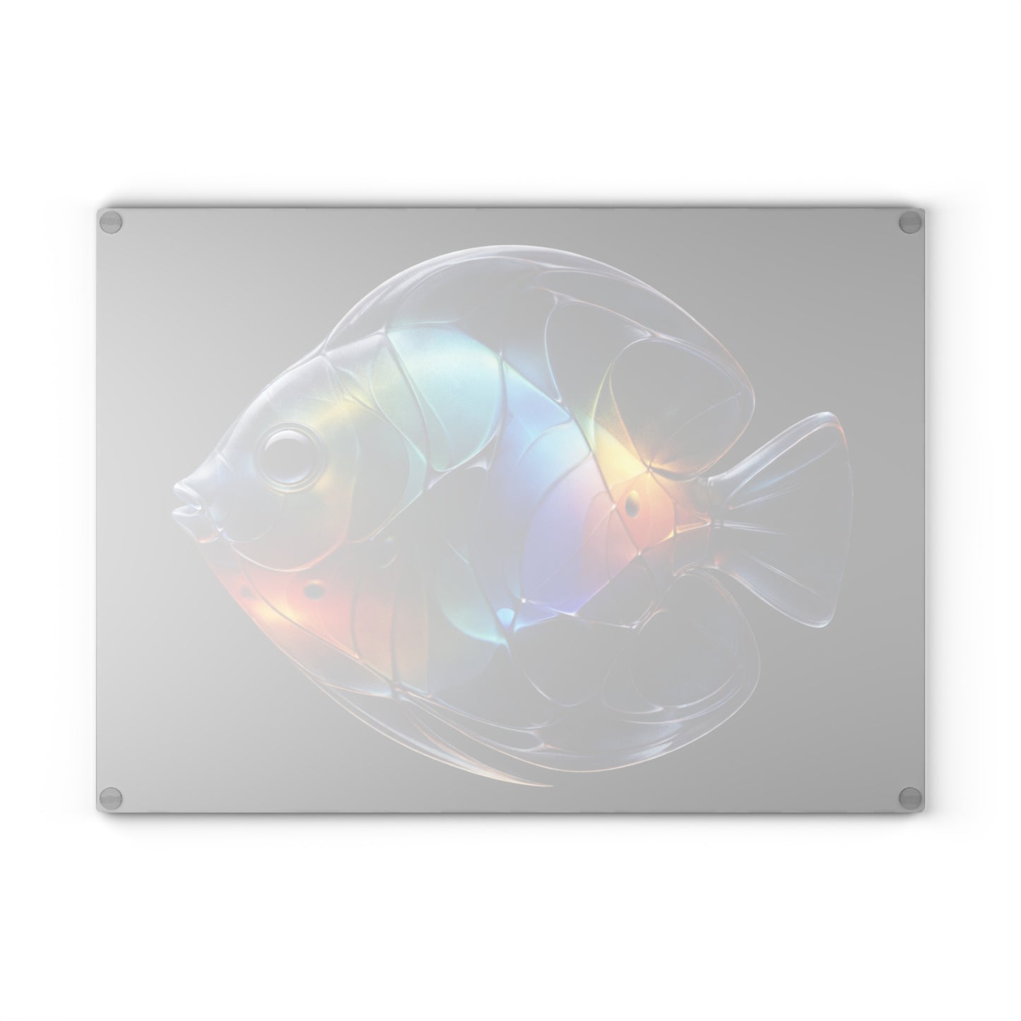 Rainbow Glow Glass Cutting Board – Stunning Discus Fish Artwork