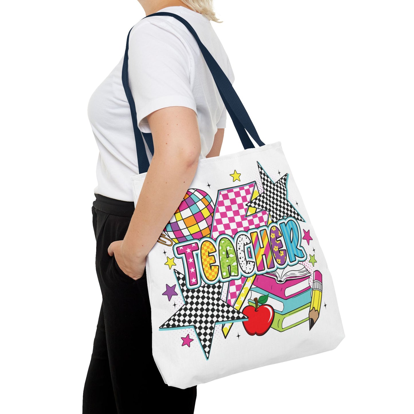 🌟 Bright Teacher Stars Tote – Bold Style for the Best in Class 🍎