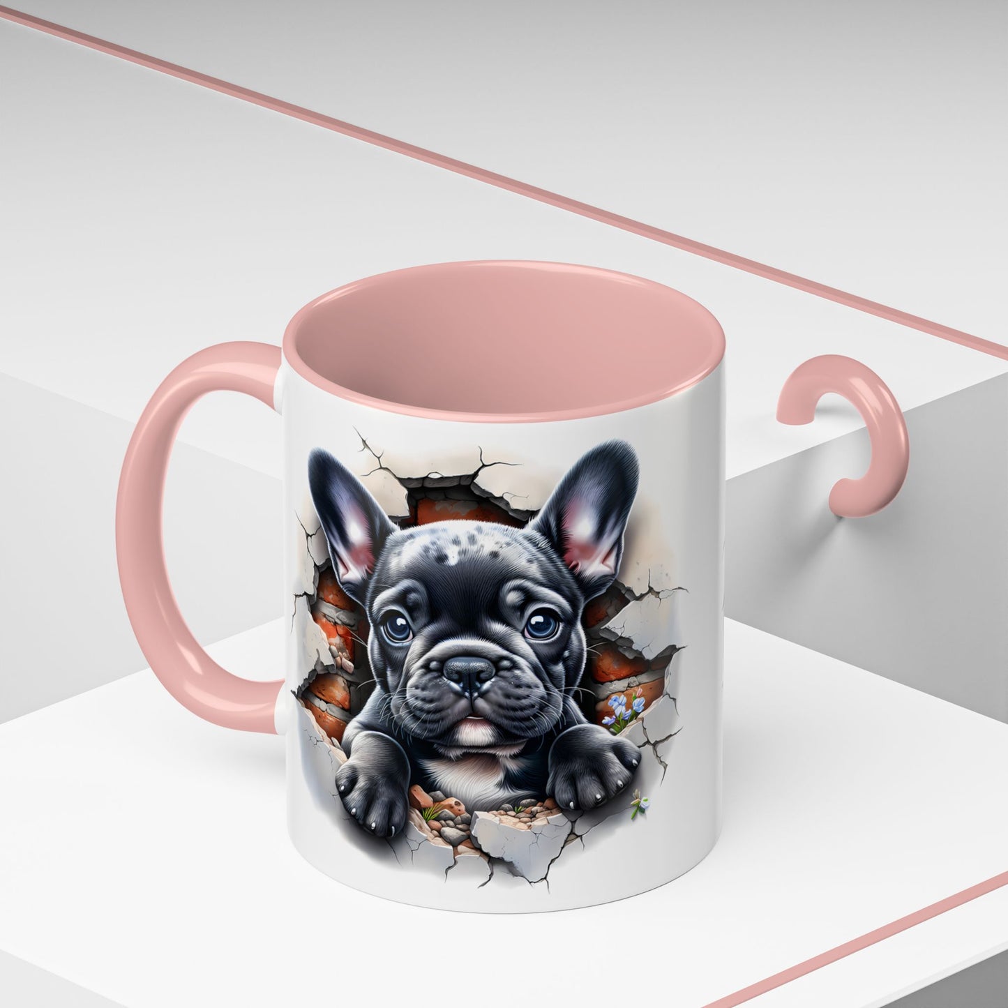 🐾🖤 Black French Bulldog Puppy Accent Mug – Cute Peek-Through Cup for Dog Lovers ☕✨