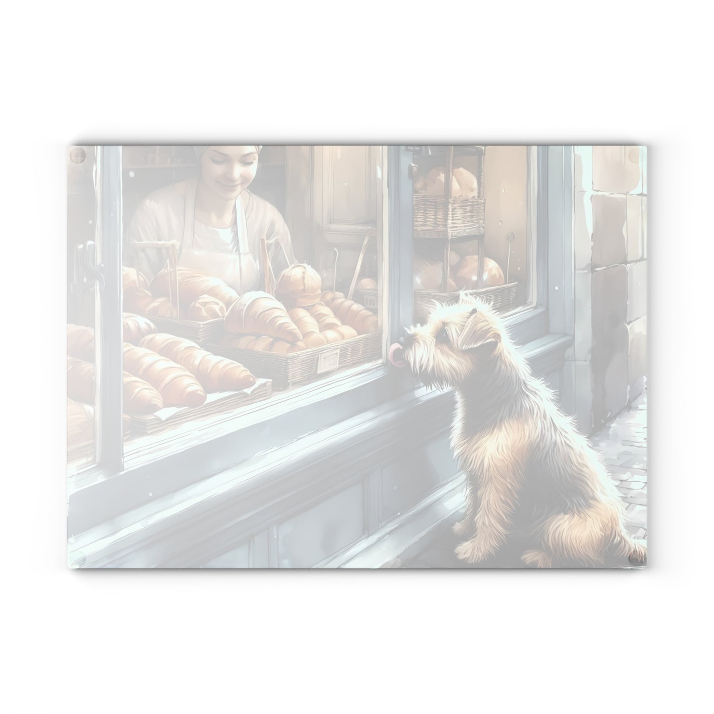 Bakery Scene Cutting Board, Terrier Dog Design, Dog Lover Gift, Baking Decor Bakery Lover Gift, Unique Kitchen Gift