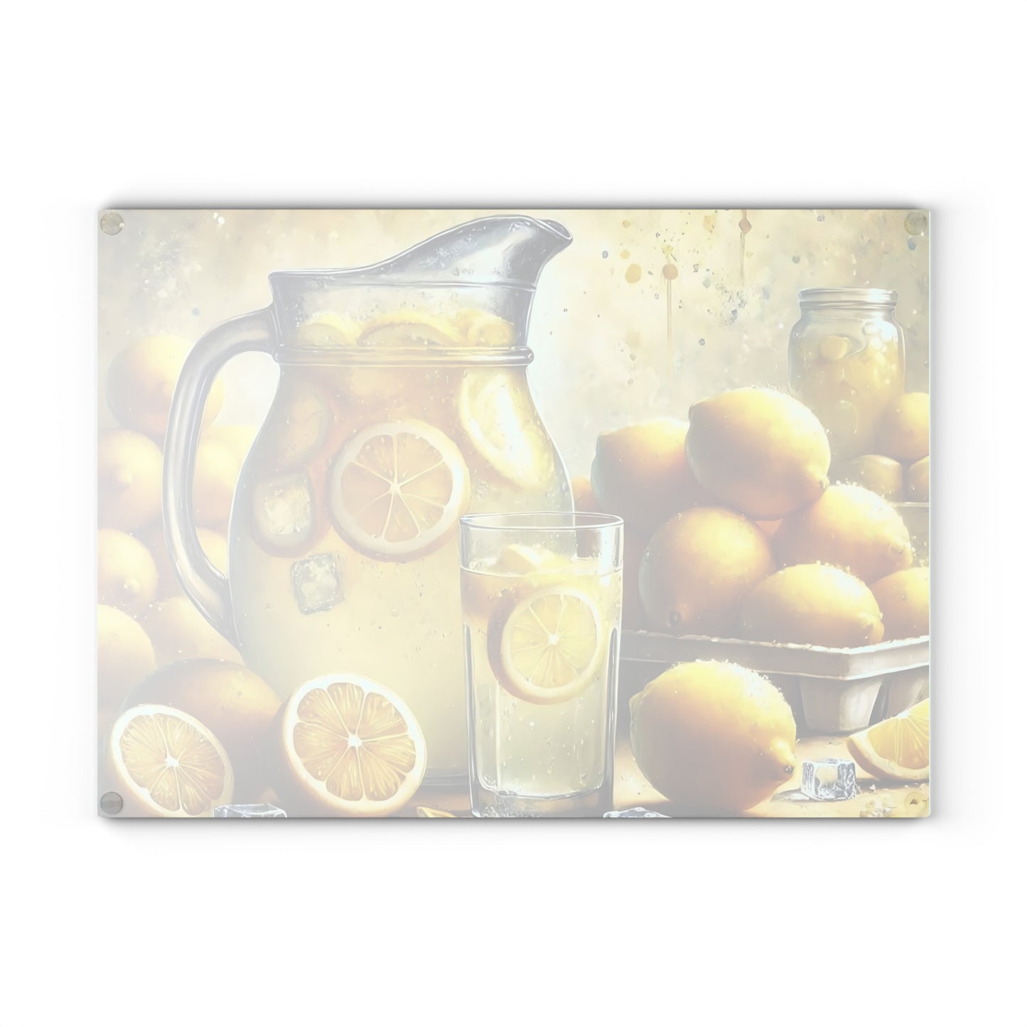 Tabla de cortar de limón, decoración de cocina cítrica, estilo rústico de granja, tabla de cortar de vidrio, decoración de cocina de verano, diseño de limón fresco, idea de regalo
