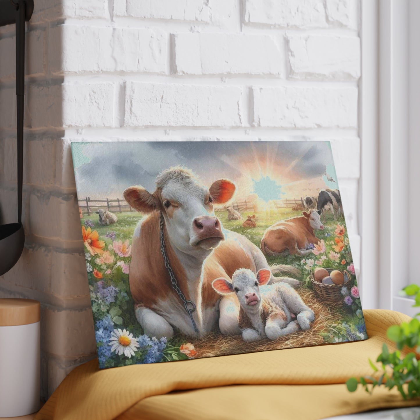 Tabla de cortar de vaca, diseño de casa de campo, cocina campestre, regalo para amantes de los animales, decoración de animales de granja, acentos rústicos para el hogar. Tabla de charcutería.
