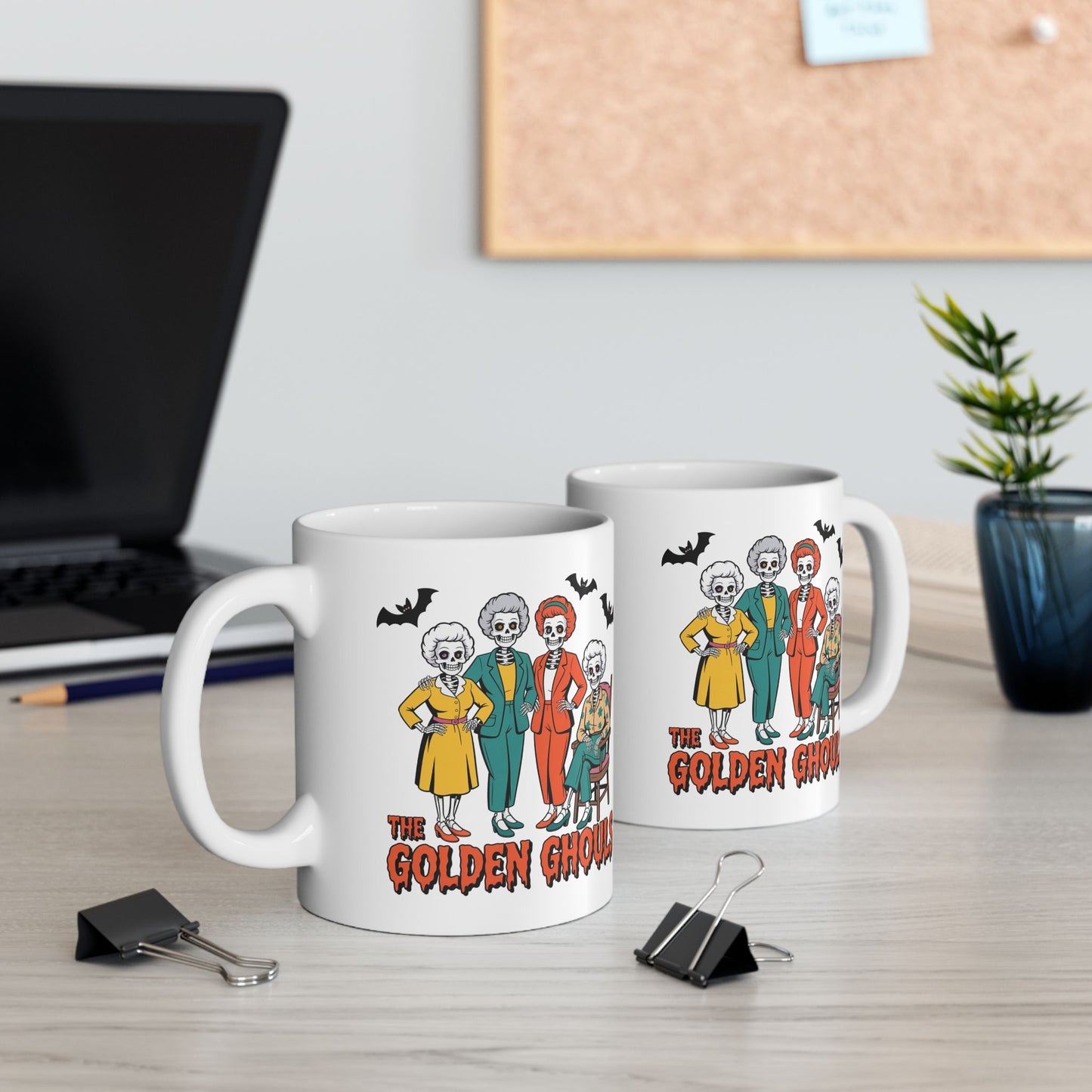 💀👵 The Golden Ghouls Mug – Funny Skeleton Halloween Coffee Cup 🎃☕
