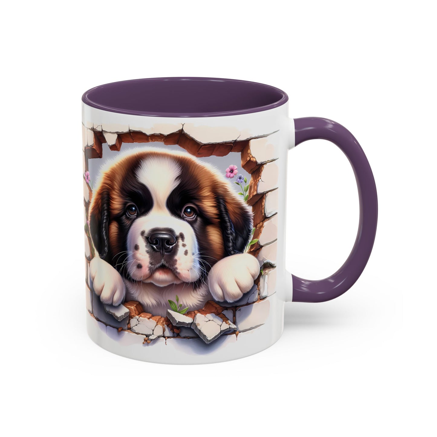 🐾☕ St. Bernard Puppy Peek Accent Mug – Gentle Giant Pup Lover Gift ✨❤️
