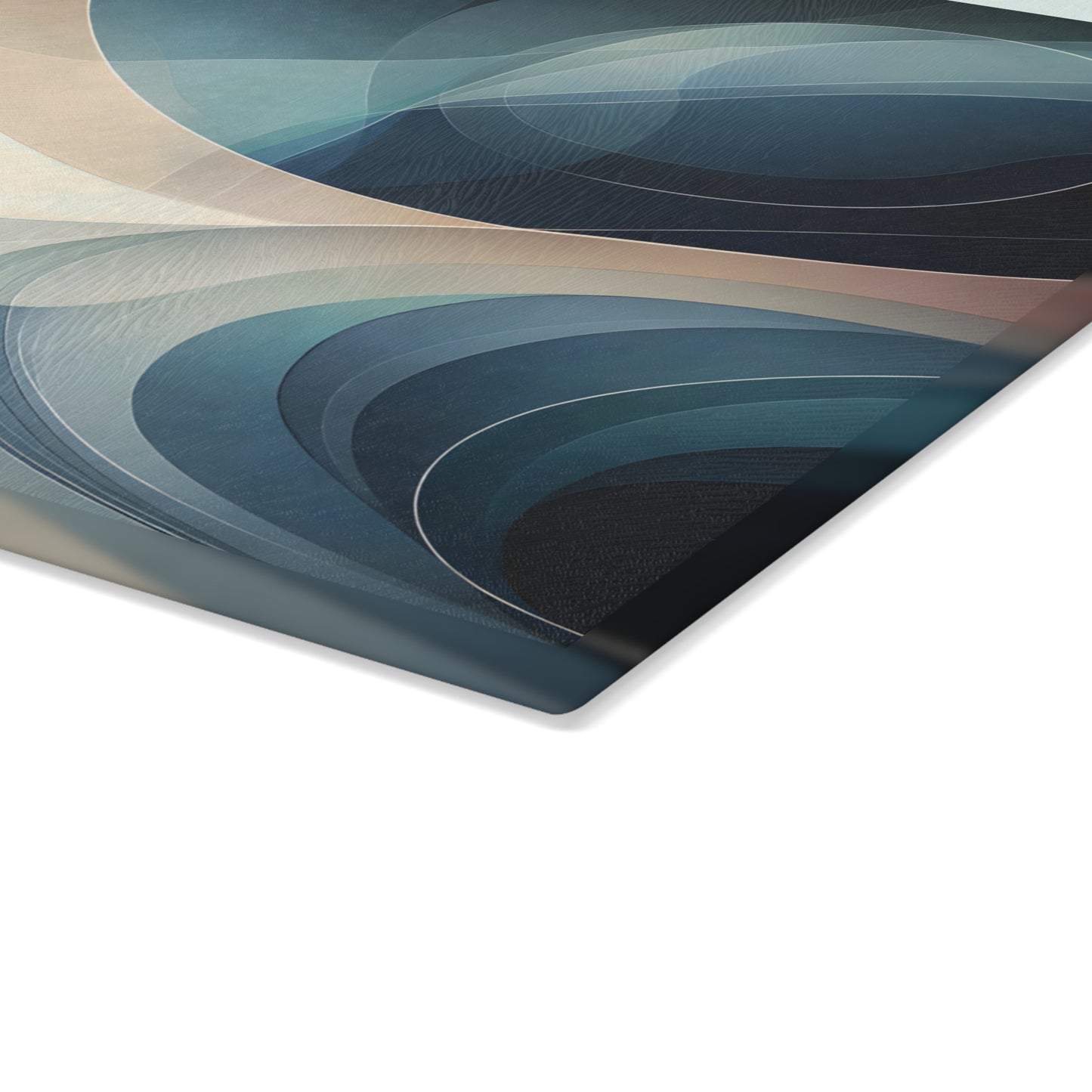 Modern Abstract Wave Glass Cutting Board – Neutral Flow Contemporary Kitchen Art