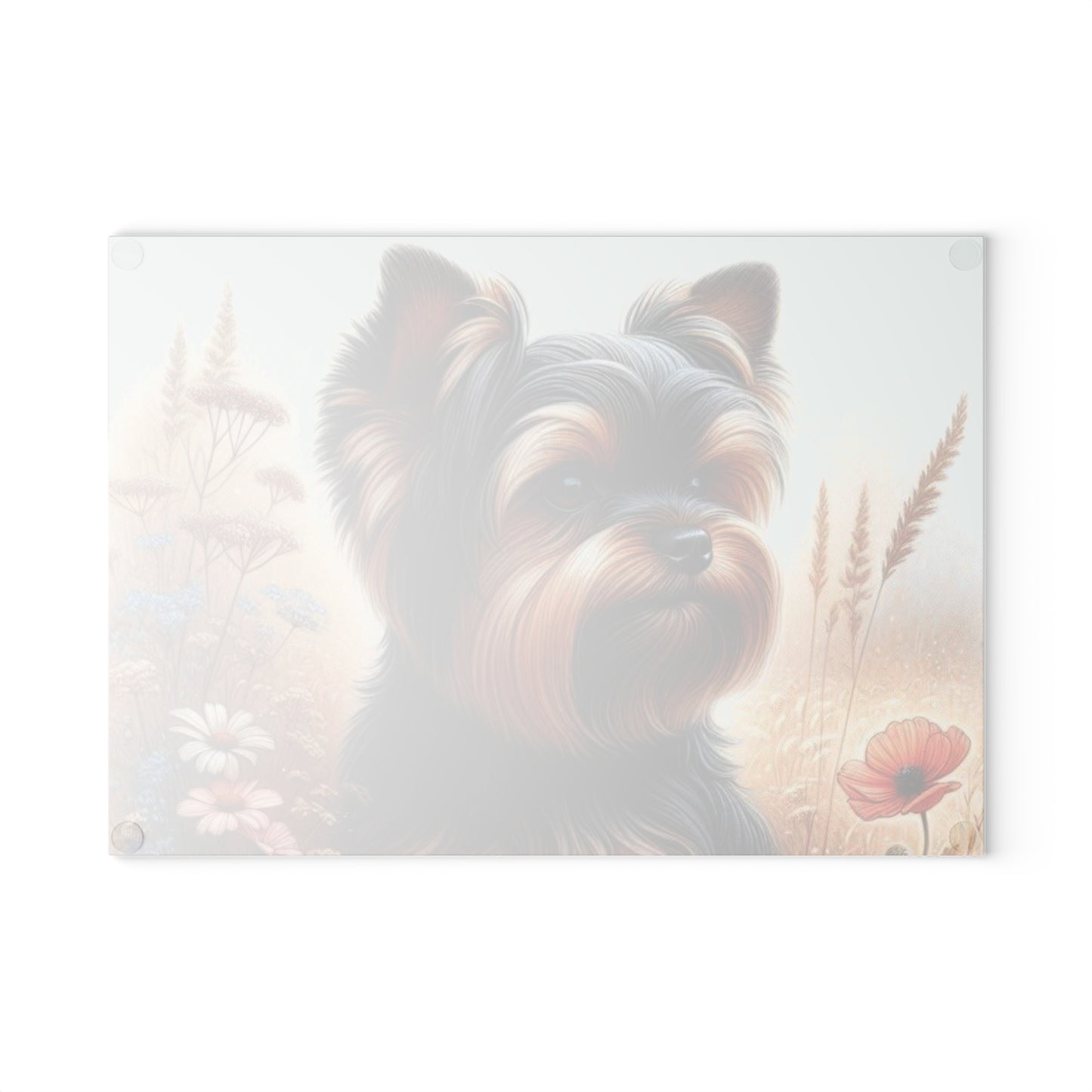 Yorkshire Terrier, tabla de cortar, regalo para amantes de los perros, vidrio templado, regalo de inauguración de la casa, tabla de charcutería, regalo único, regalo de chef