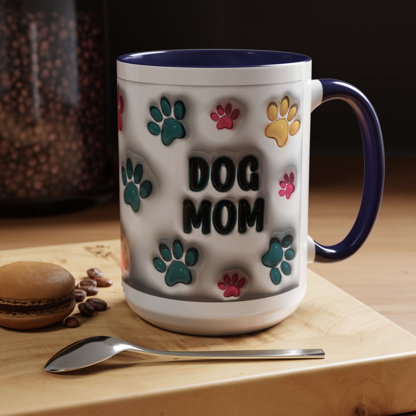 Dog Mom Accent Mug – Colorful Paw Print Cup for Proud Pet Parents