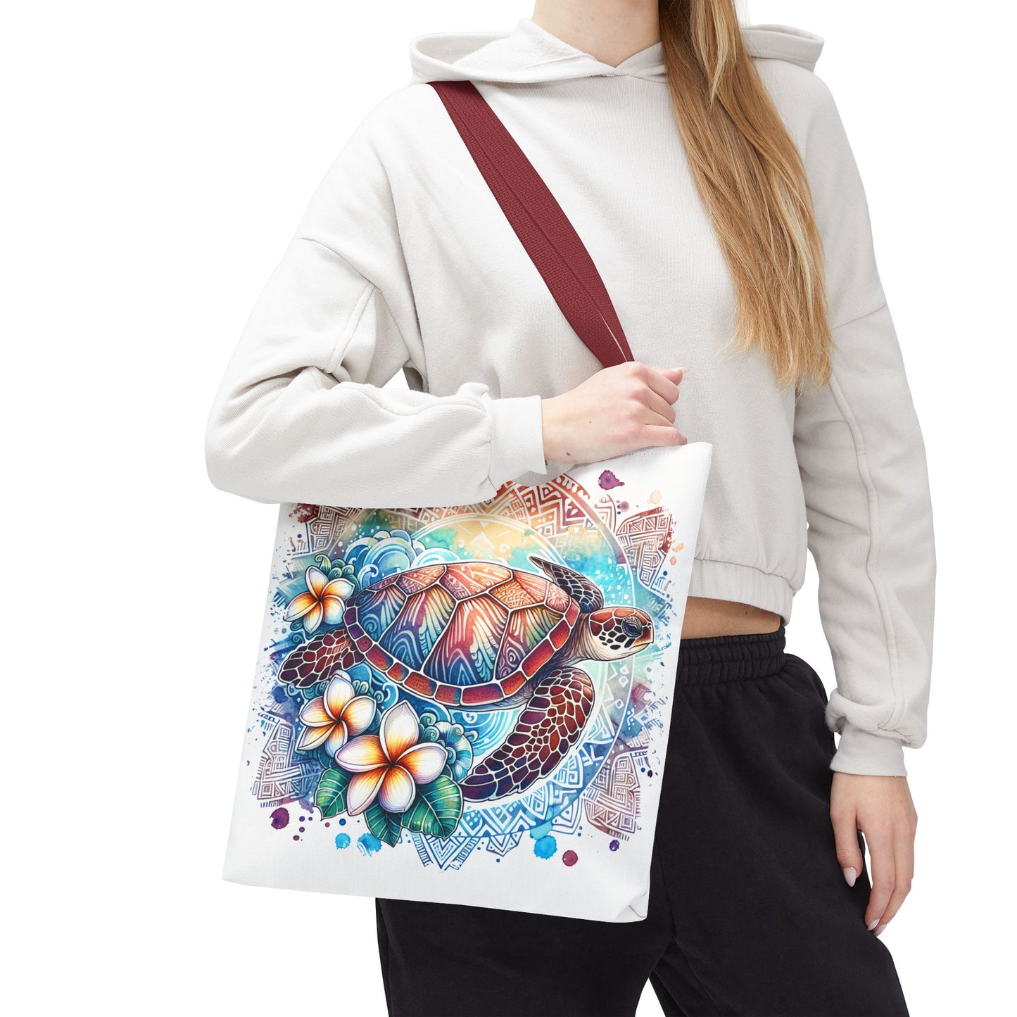 🐢 Vibrant Tribal Sea Turtle Tote Bag – Ocean Beauty Meets Island Vibes 🌊👜
