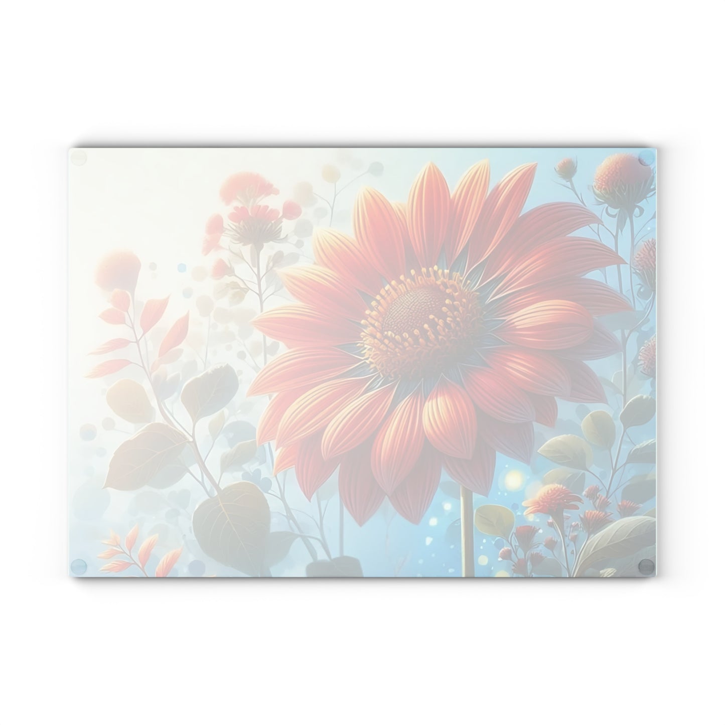 🌻 Bold Bloom – Tabla de cortar de vidrio con diseño de girasol vibrante