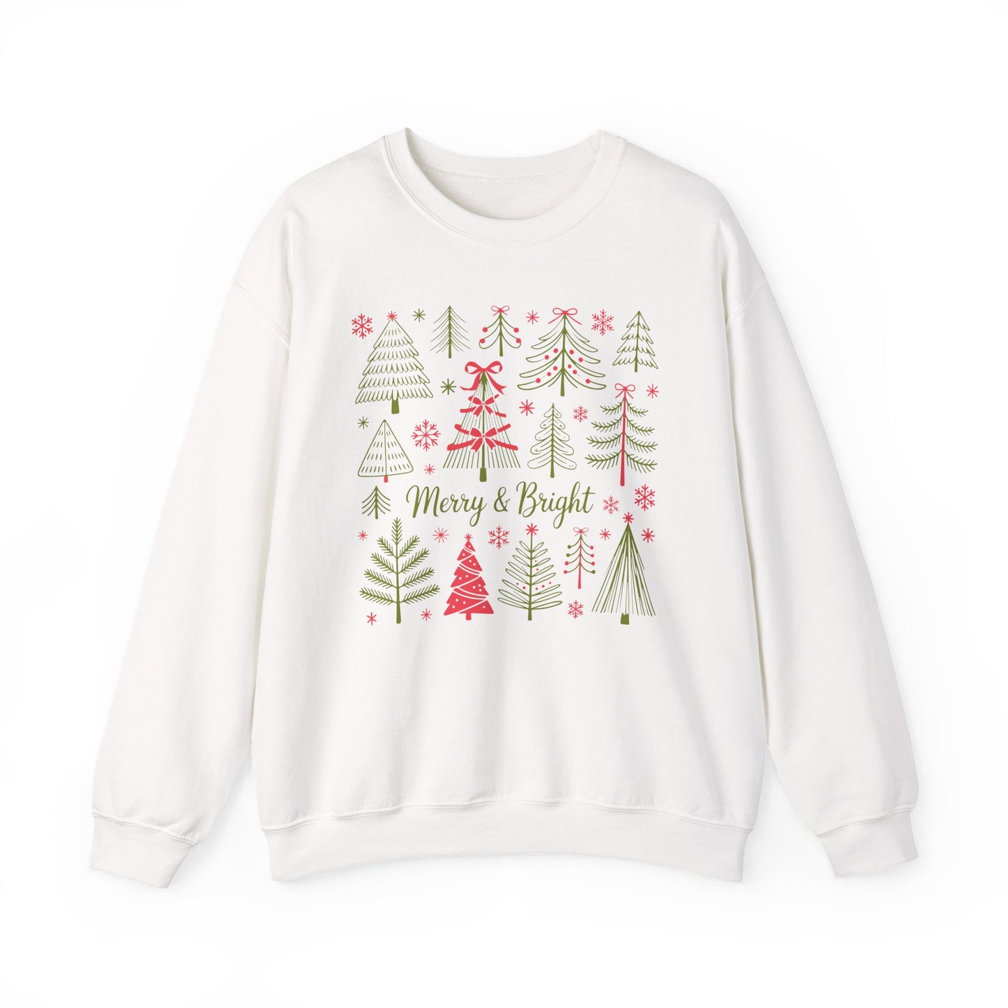 🎄✨ Merry & Bright Sweatshirt – Whimsical Holiday Forest Vibes